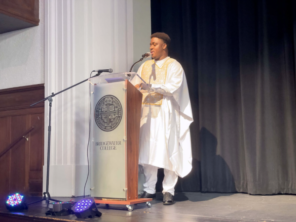 Senior Dozie Osundu opens the ceremony. As the host and current president, he started by saying how the theme of this Afrofest was rebirth, which is to represent new beginnings for all humans.